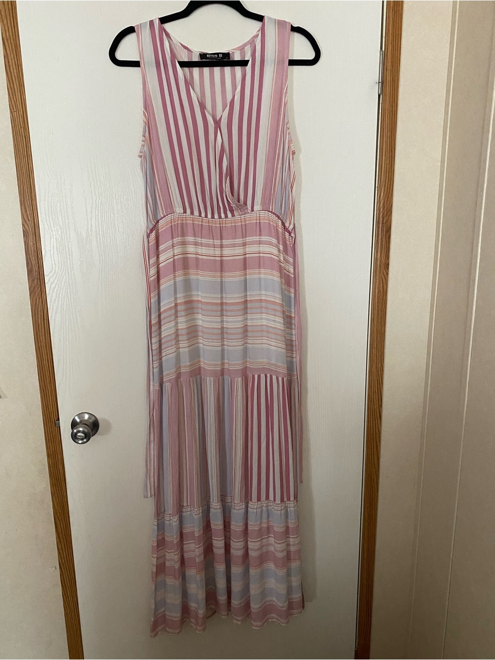 Sleeveless Pink Striped Maxi Dress size Large